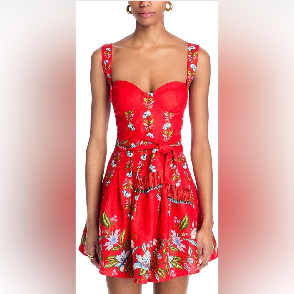 FARM Rio Sweet Bloom Bouquet Linen Blend Dress - Picture 7 of 10